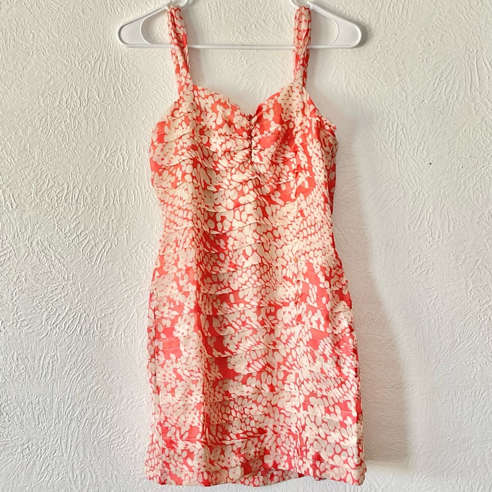 Orange and Pink Sweetheart Neck Sleeveless Mini Sundress